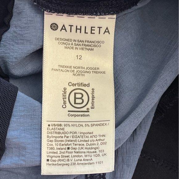 Athleta Trekkie North Jogger Pants Zip Pockets Blue Floral Print Womens Size 12 - Picture 10 of 12